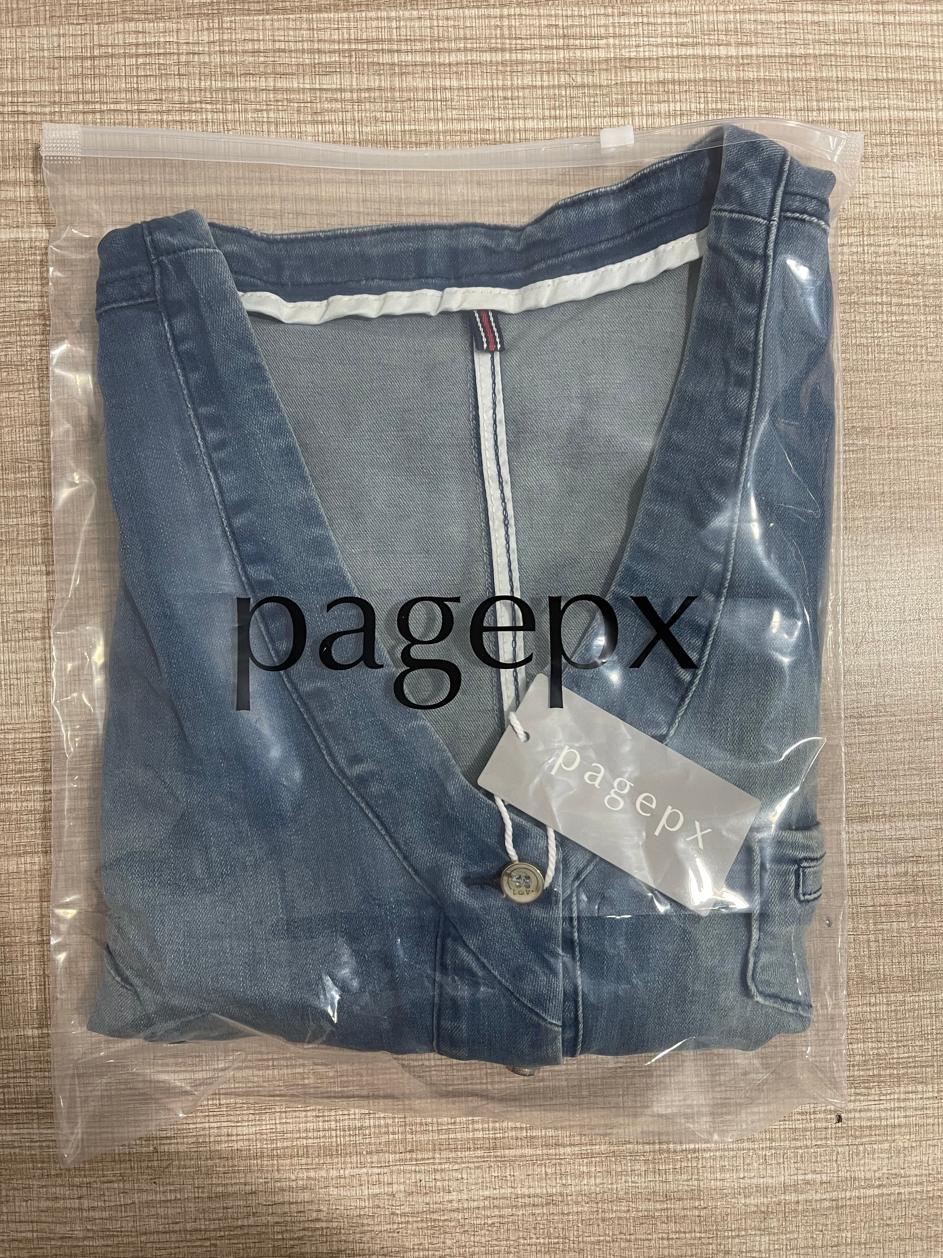 PAGEPX Women's Stretchy V-Neck Button Up Unlined Denim Waistcoat Vest