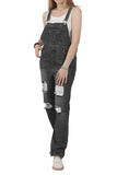 Chouyatou Women's Fashion Jean Bib Overalls Adjustable Straps Ripped Distressed Denim Denim Pants