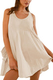 Chouyatou Womens Summer Sleeveless Mini Dress U Neck Backless Flowy Short Dress Casual Beach Sundress with Pockets