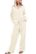 Chouyatou Womens Pajama Sets Cotton Pj Set Cute Heart Print Long Sleeve Button Down Shirt With Long Pants