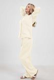 Chouyatou Womens Pajama Sets Cotton Pj Set Cute Heart Print Long Sleeve Button Down Shirt With Long Pants