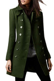 Chouyatou Women's Winter Double Breasted Wool Coat Elegant Collared Wool Blend Trench Pea Coat