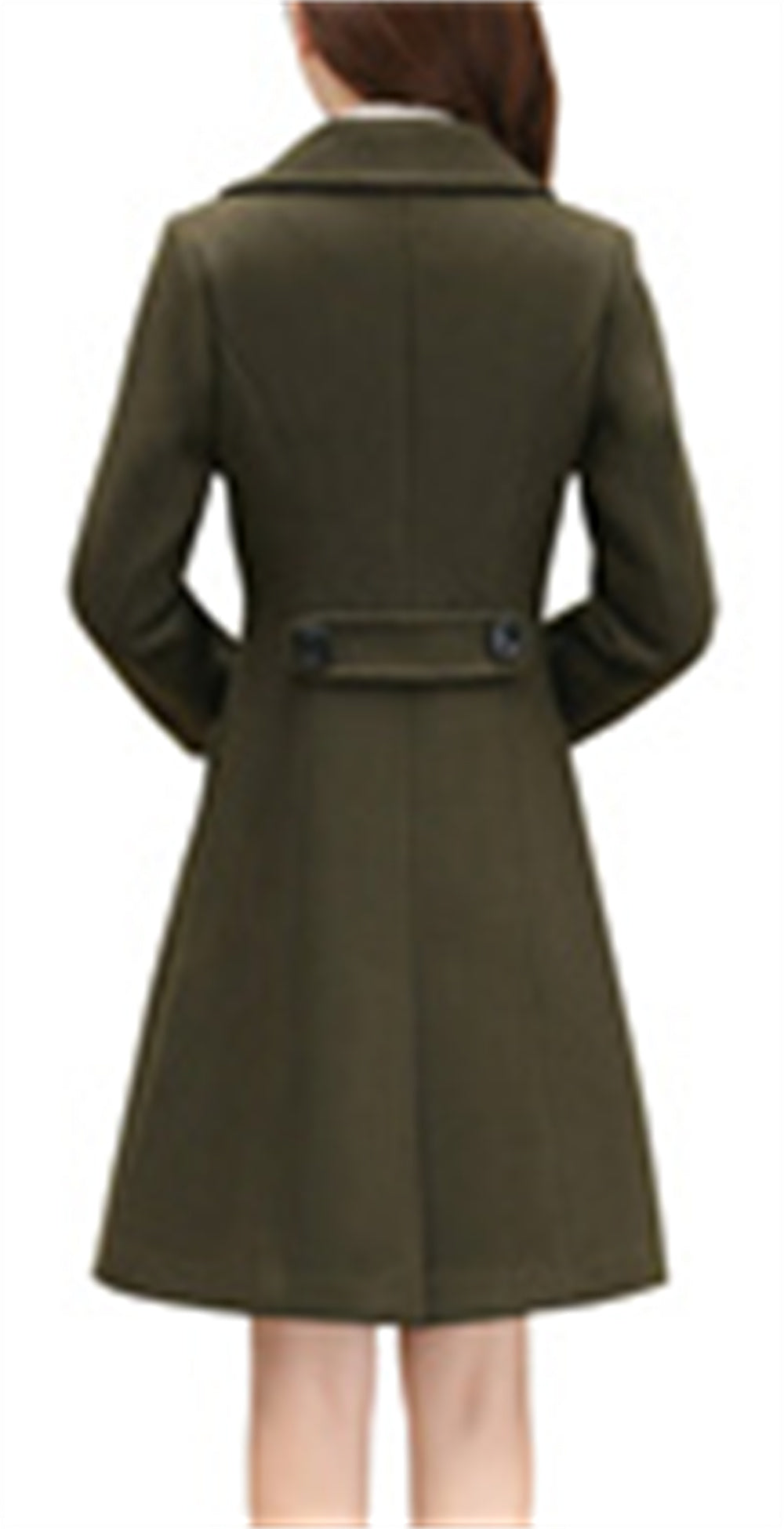Chouyatou Women Elegant Notched Collar Double Breasted Wool Blend Over Coat