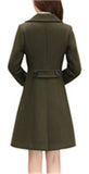 Chouyatou Women Elegant Notched Collar Double Breasted Wool Blend Over Coat
