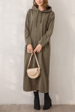 Chouyatou Women's Basic Solid Long Sleeve Sweatshirt Hoodie Maxi Dress With Pockets