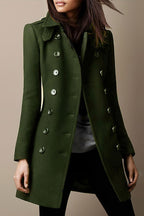 Chouyatou Women's Winter Double Breasted Wool Coat Elegant Collared Wool Blend Trench Pea Coat