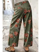 Chouyatou Women Mid Rise Cropped Wide Leg Jeans Baggy Floral Ankle Pants Denim Capris Flare Print Boho Palazzo Jeans Boyfriend