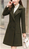 Chouyatou Women Elegant Notched Collar Double Breasted Wool Blend Over Coat