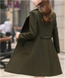 Chouyatou Women Elegant Notched Collar Double Breasted Wool Blend Over Coat