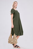 Chouyatou Women Summer Short Sleeve T-Shirt Dress Casual Loose Fit Crewneck Midi Dresses for Women