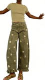 CHOUYATOU Barrel Jeans Women 2026 Floral Print Wide Leg Jeans Y2k Patchwork Baggy Boyfriend Denim Pants