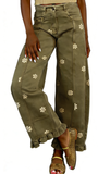 CHOUYATOU Barrel Jeans Women 2026 Floral Print Wide Leg Jeans Y2k Patchwork Baggy Boyfriend Denim Pants