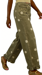 Chouyatou Barrel Jeans Women Floral Print Wide Leg Jeans Y2k Patchwork Baggy Boyfriend Denim Pants