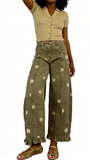 CHOUYATOU Barrel Jeans Women 2026 Floral Print Wide Leg Jeans Y2k Patchwork Baggy Boyfriend Denim Pants