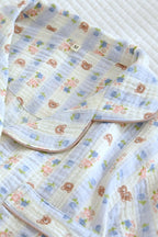 Chouyatou Womens Cute Pajama Set Short Sleeve Button Up Shirt and Shorts 2 Piece Cotton Pj Sets