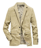 Chouyatou Men's Vintage Casual Work Wear Corduroy Suit Blazer Jacket Sport Coat