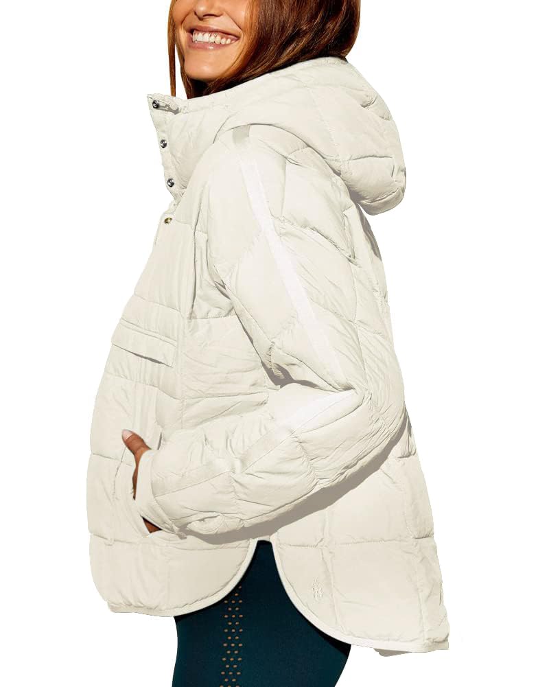 Chouyatou Women's Quilted Pullover Puffer Jacket Packable Hooded Oversize Winter Coat Tops