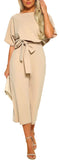 Chouyatou Women's Short Sleeve Bow Tie Wide Leg Cropped Capri Romper Palazzo Pants Jumpsuit