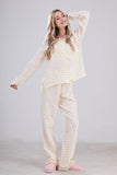 Chouyatou Womens Cotton Gauze Pajama Set Long Sleeve Button Up Shirt and Pants 2 Piece Cute Printed Pj Set