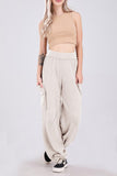 Chouyatou Women's Fuzzy Fleece Wide Leg Pants Elastic Waist Knit Pants Casual Comfy Lounge Trousers with Pockets