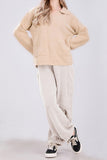 Chouyatou Women's Fuzzy Fleece Wide Leg Pants Elastic Waist Knit Pants Casual Comfy Lounge Trousers with Pockets