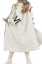 Chouyatou Women's Casual Knitted Sleeve Wool Trench Coat Zip Up Hooded Wool Blend Overcoat with Pockets
