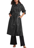Chouyatou Women's Casual Double Breasted Long Denim Trench Coat Jean Jacket Trenchcoat with Belt Duster Coat