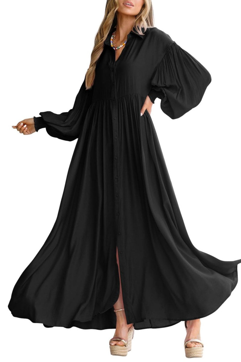 black flowy shirt dress THE BLACK FLOWY SHIRT DRESS BLACK | Online Outlet