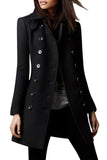 Chouyatou Women's Winter Double Breasted Wool Coat Elegant Collared Wool Blend Trench Pea Coat