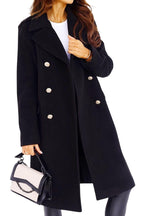 Chouyatou Women's Winter Jacket Double-Breasted Wool Blend Warm Long Trench Coat