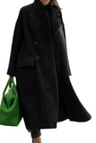Chouyatou Women Oversized Long Winter Coats Warm Wool Blend Pea Trench Coat Overcoat
