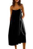 Chouyatou Womens Summer Dresses Sleeveless Spaghetti Strap Lounge Dress Flowy A-Line Midi Dress