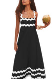 Chouyatou Women's Rickrack Trim Spaghetti Strap Square Neck Tank Maxi Dress Sleeveless Long Beach A-Line Sundress