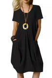 Chouyatou Women Summer Short Sleeve T-Shirt Dress Casual Loose Fit Crewneck Midi Dresses for Women