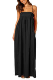 Chouyatou Women's Summer Backless Tied Spaghetti Straps Casual Loose Cutout Maxi Dress with Pockets