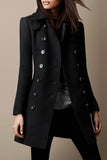 Chouyatou Women's Winter Double Breasted Wool Coat Elegant Collared Wool Blend Trench Pea Coat