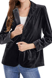 Chouyatou Women 1 Button Fitted Velvet Blazer Jacket Business Suit Jacket Work Office Notched Collar
