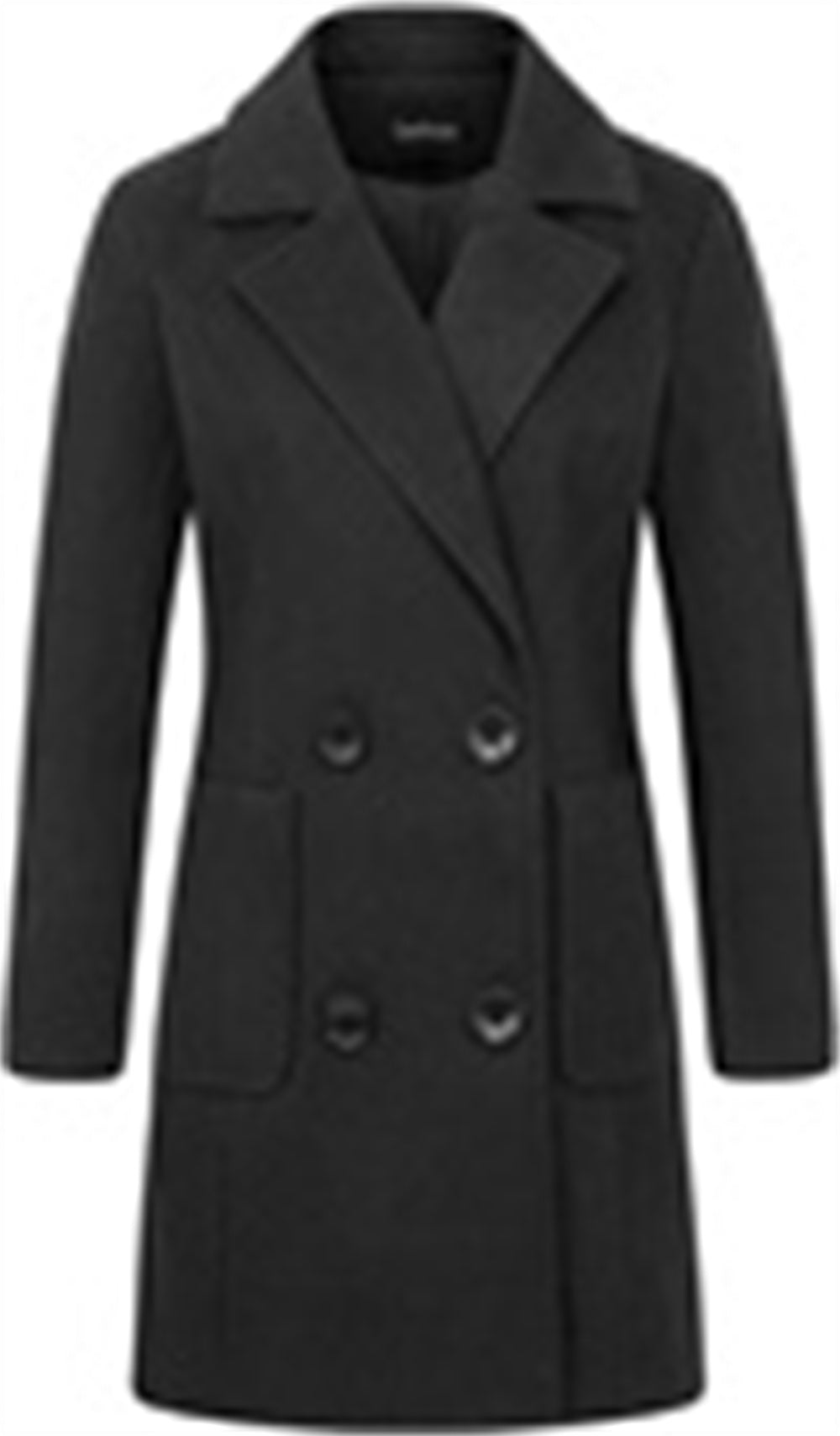 Chouyatou Women Elegant Notched Collar Double Breasted Wool Blend Over Coat
