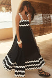Chouyatou Women's Rickrack Trim Spaghetti Strap Square Neck Tank Maxi Dress Sleeveless Long Beach A-Line Sundress