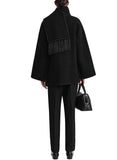 Chouyatou Womens Winter Wool Coats Embroidered Button Down Woolen Blend Trench Coat with Tassel Scarf
