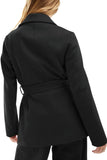 Chouyatou Women Fashion Belted Wool Trench Coat Notched Lapel Pea Coats Winter Warm Jackets with Pockets