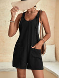 Chouyatou Womens Summer Cute Short Overalls Loose Fit Sleeveless Casual Rompers Jumpsuits Shorts