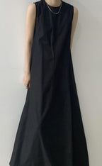 Chouyatou Women Casual Cotton Linen Sleeveless Maxi Dress Ruffle Shift Dress Flowy Beach Summer Long Tank Dress