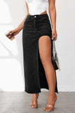 Chouyatou Women's Sexy High Split Slim Fit Maxi Long Pencil Denim Jean Skirt