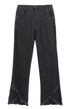 Chouyatou Women Cute Stretch Denim Jeans Ripped Distressed Frayed Hem Denim Pants Tassel Fringe Cropped Jeans