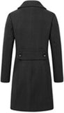 Chouyatou Women Elegant Notched Collar Double Breasted Wool Blend Over Coat