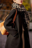 Chouyatou Women's Winter Wool Coat Single Breasted Business Casual Midi Long Winter Trench Coat