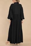 Chouyatou Women's Casual Long Sleeve Button Down Shirt Dress Elegant Pleated Flowy Swing Maxi Dress