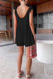 Chouyatou Women's Wide leg Romper Shorts Sexy Tie Knot Strap Sleeveless Boho Jumpsuit Overall Pants