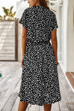 Chouyatou Women's Summer Boho Polka Dot Print Ruffle High Waist Swing Midi Dress